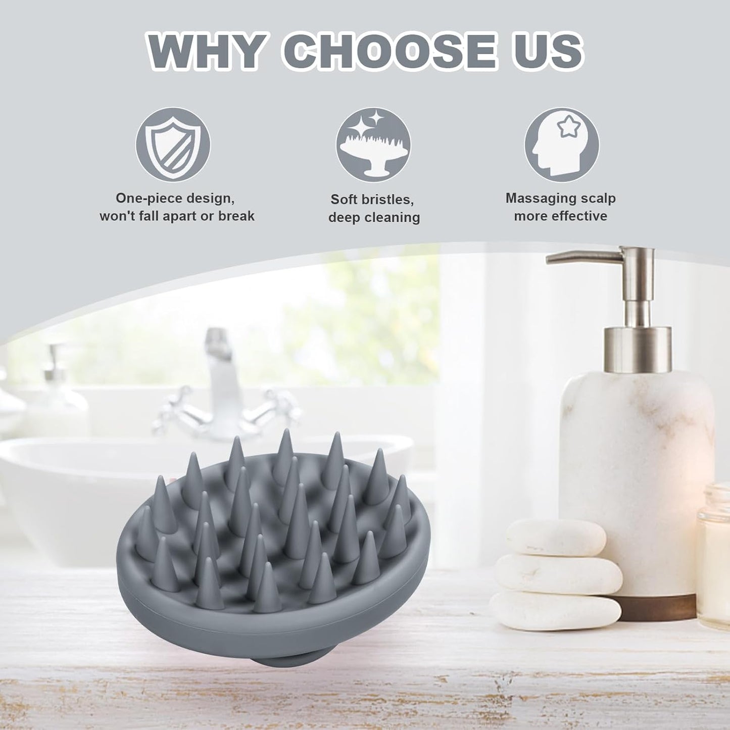 Silicone Scalp Massager, Scalp Scrubber for Hair Growth with Soft Bristles, Scalp Exfoliator Brush Dandruff Removal Shampoo Brush for Wet Dry Scalp Care (Mint Green)