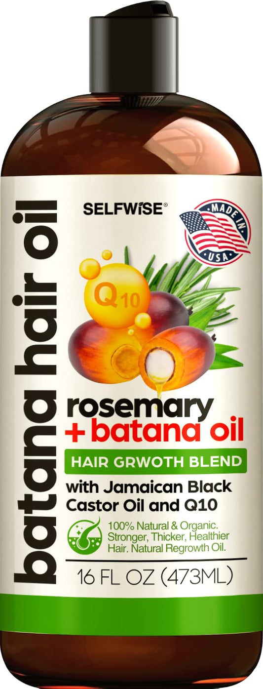 Batana Oil for Hair Growth - 100% Pure, Organic, Cold-Pressed, Unrefined from Honduras by Dr. Sebi - Natural, Vegan for Strong Roots and Thick Hair - Wild Growth for Hair, 2oz
