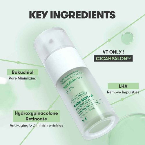 VT COSMETICS Cica Reti-A Retinol Essence 0.1 Skin Balancing Essence For Sensitive Skin 1.01 fl oz