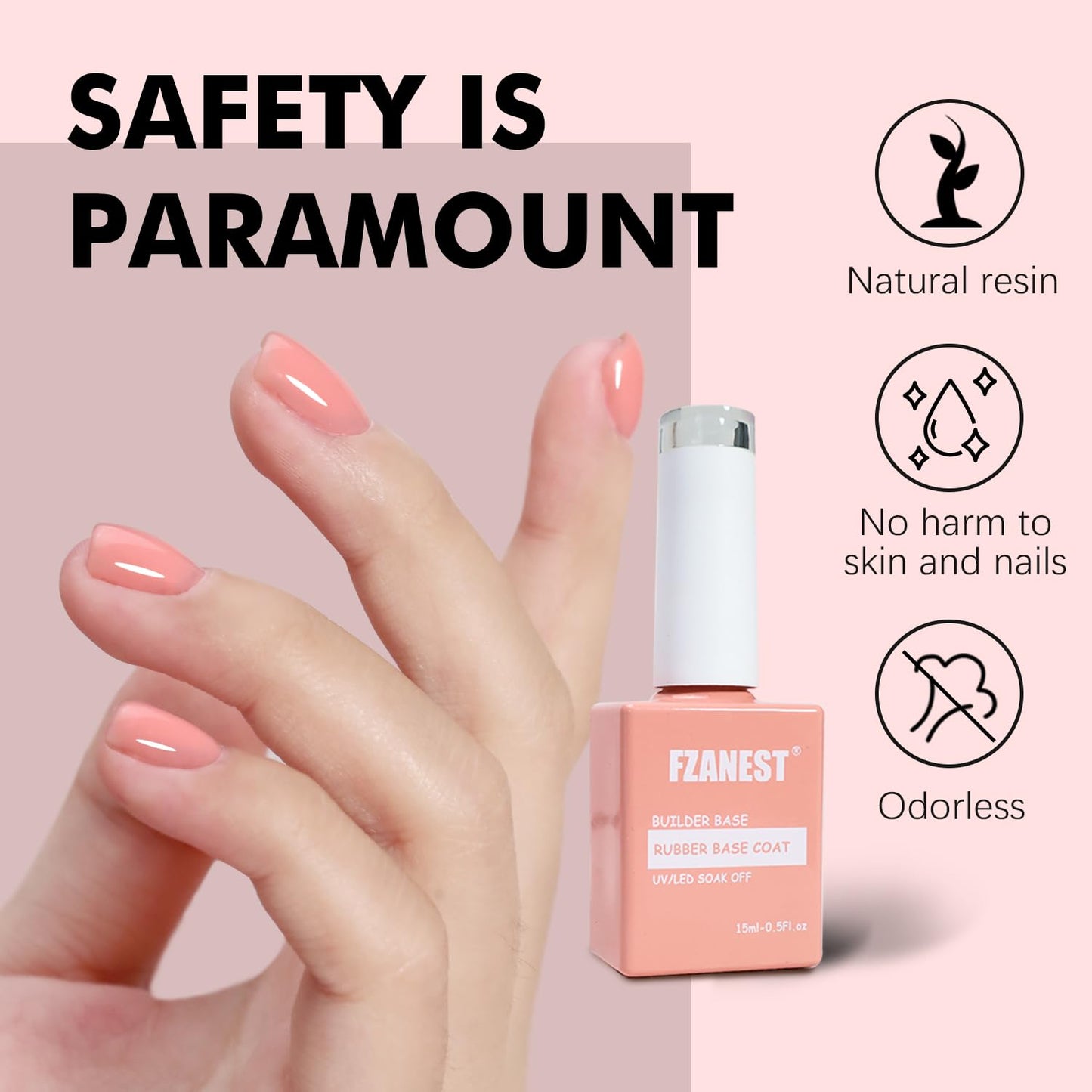 FZANEST Builder Gel Milky White Gel Polish Rubber Base For Nail Strengthener Extension LED Lamp Cured Color Base Nail Polish in Bottle