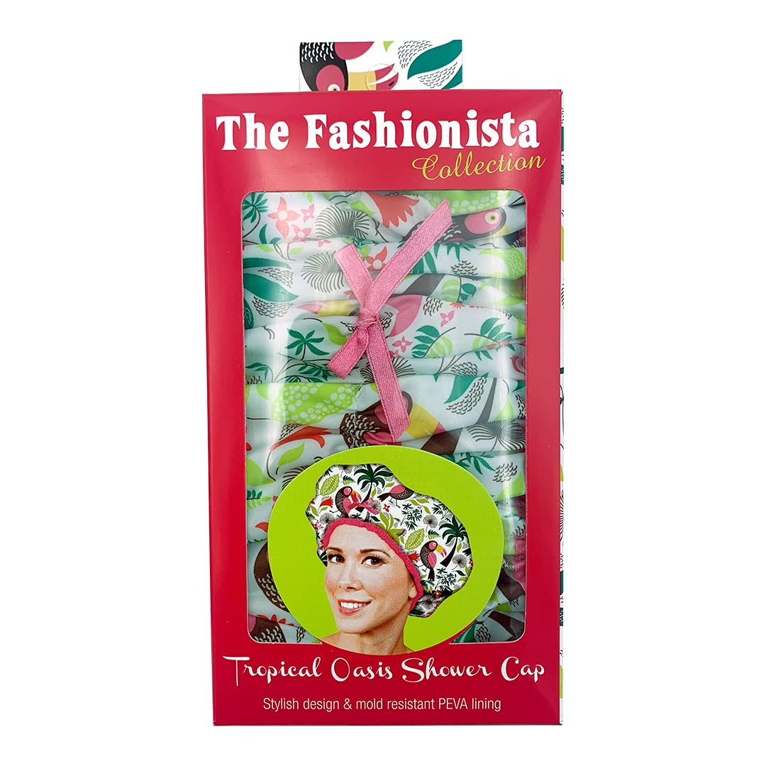 Reusable Shower Cap & Bath Cap & Lined, Oversized Waterproof Shower Caps Large Designed for all Hair Lengths with PEVA Lining & Elastic Band Stretch Hem Hair Hat - Fashionista Deco Dots