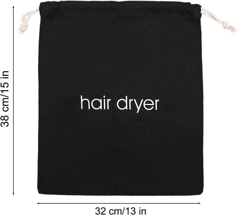 Hair Dryer Bags - Drawstring Storage Pouch for Blow Dryers & Styling Tools | 15in x 13in, 16 PCS Black