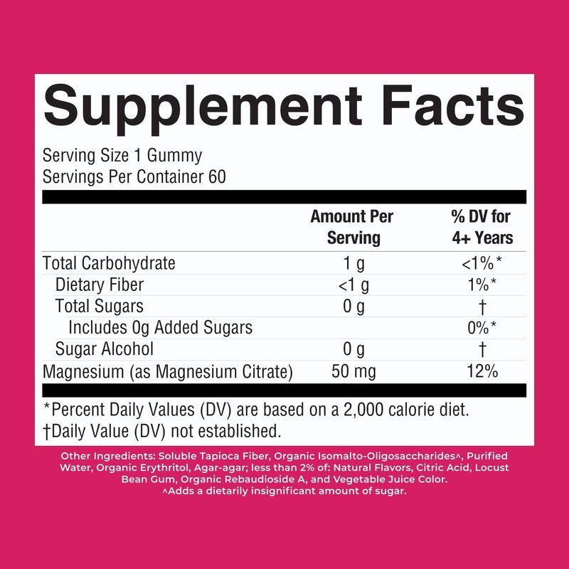 Kids Magnesium Calm Gummies by MaryRuth's | Sugar Free | 50mg Magnesium Citrate Gummies for Kids 4+ | Bone Health | Calcium Absorption | Essential Mineral | Vegan | 60 Count | 2 Month Supply