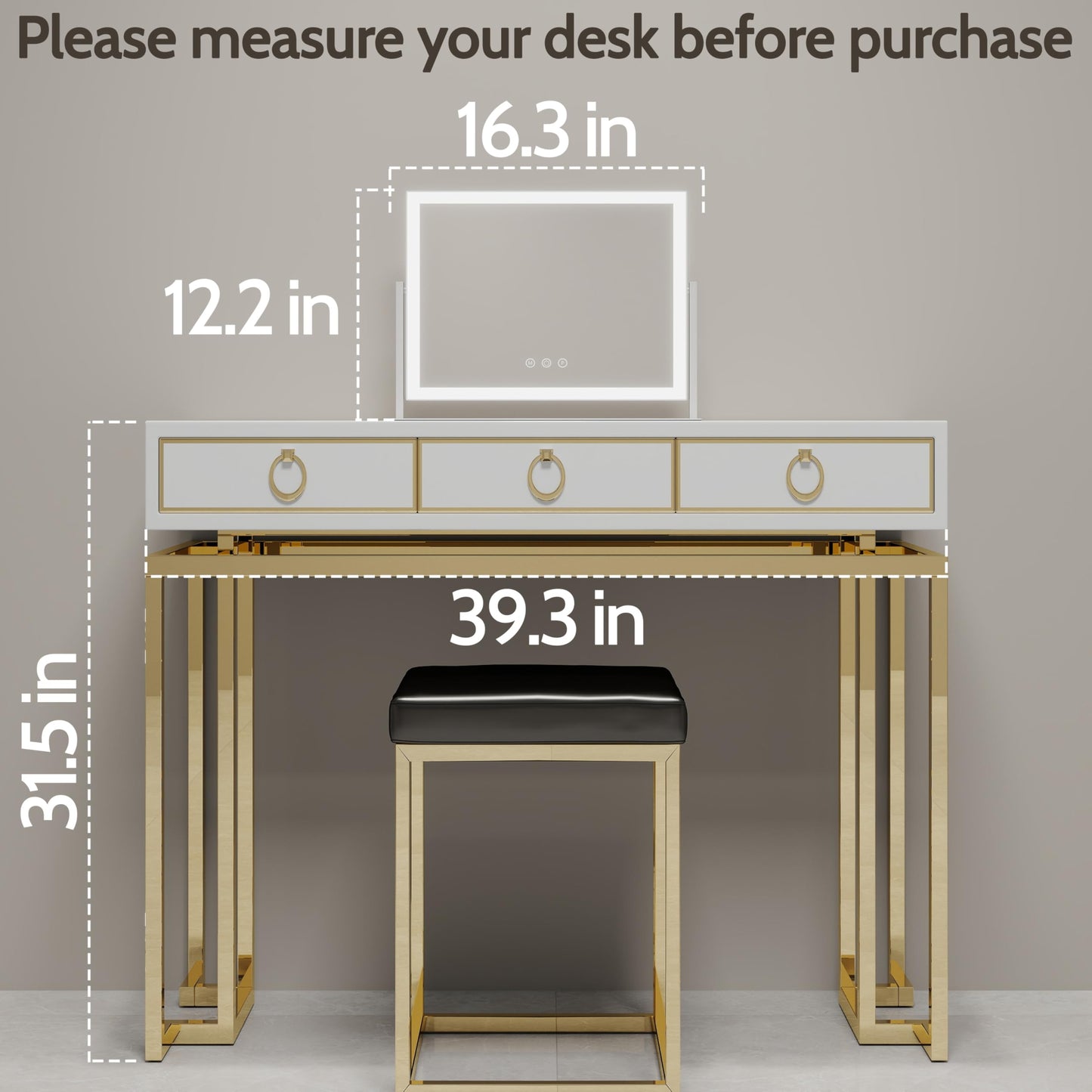 ROLOVE Lighted Makeup Mirror 16.3"x12.6", Hollywood Vanity Mirror with 10X Magnifier, 3 Color LED Lighting Modes, Smart Touch Control & 360° Rotation, Tabletop Makeup Mirror (White, Gift Ready)