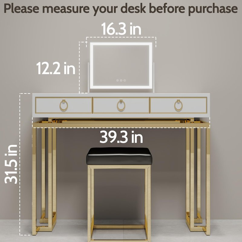ROLOVE Lighted Makeup Mirror 16.3"x12.6", Hollywood Vanity Mirror with 10X Magnifier, 3 Color LED Lighting Modes, Smart Touch Control & 360° Rotation, Tabletop Makeup Mirror (White, Gift Ready)