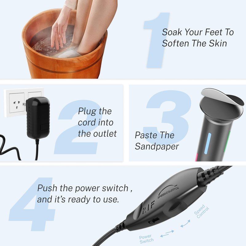 Electric Foot Callus Remover, Painless 2-in-1 Electric Foot Filer - 80 Discs, Adjustable Speed, Professional Pedicure Tool for Dry Cracked Heels, Home Spa & Salon (Space Gray)
