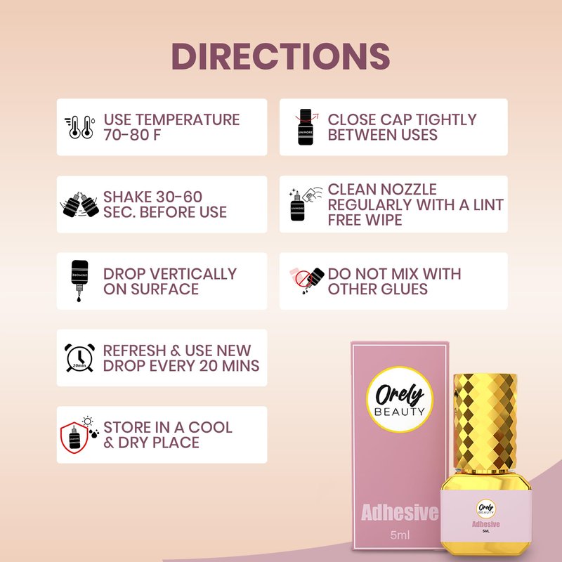 7-8 Week Retention - Drying Time (0.5-1sec), 0.17 fl.oz / 5ml - Extra Strong Adhesive for Salon Use - Black - for Trained Lash Technicians Only - Orely Beauty Professional Eyelashes Glue