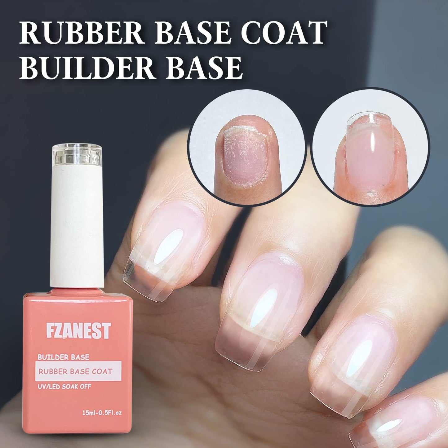 FZANEST Builder Gel Milky White Gel Polish Rubber Base For Nail Strengthener Extension LED Lamp Cured Color Base Nail Polish in Bottle