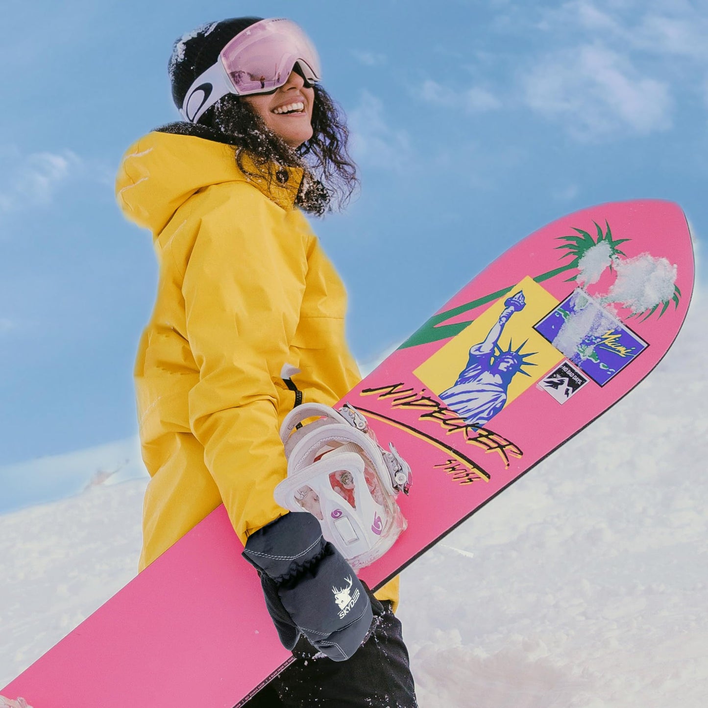 SKYDEER Winter Gloves for Kids, Skiing Mittens with Deerskin Leather and 150G 3M Thinsulate Insulation (SD8754M/3XS)
