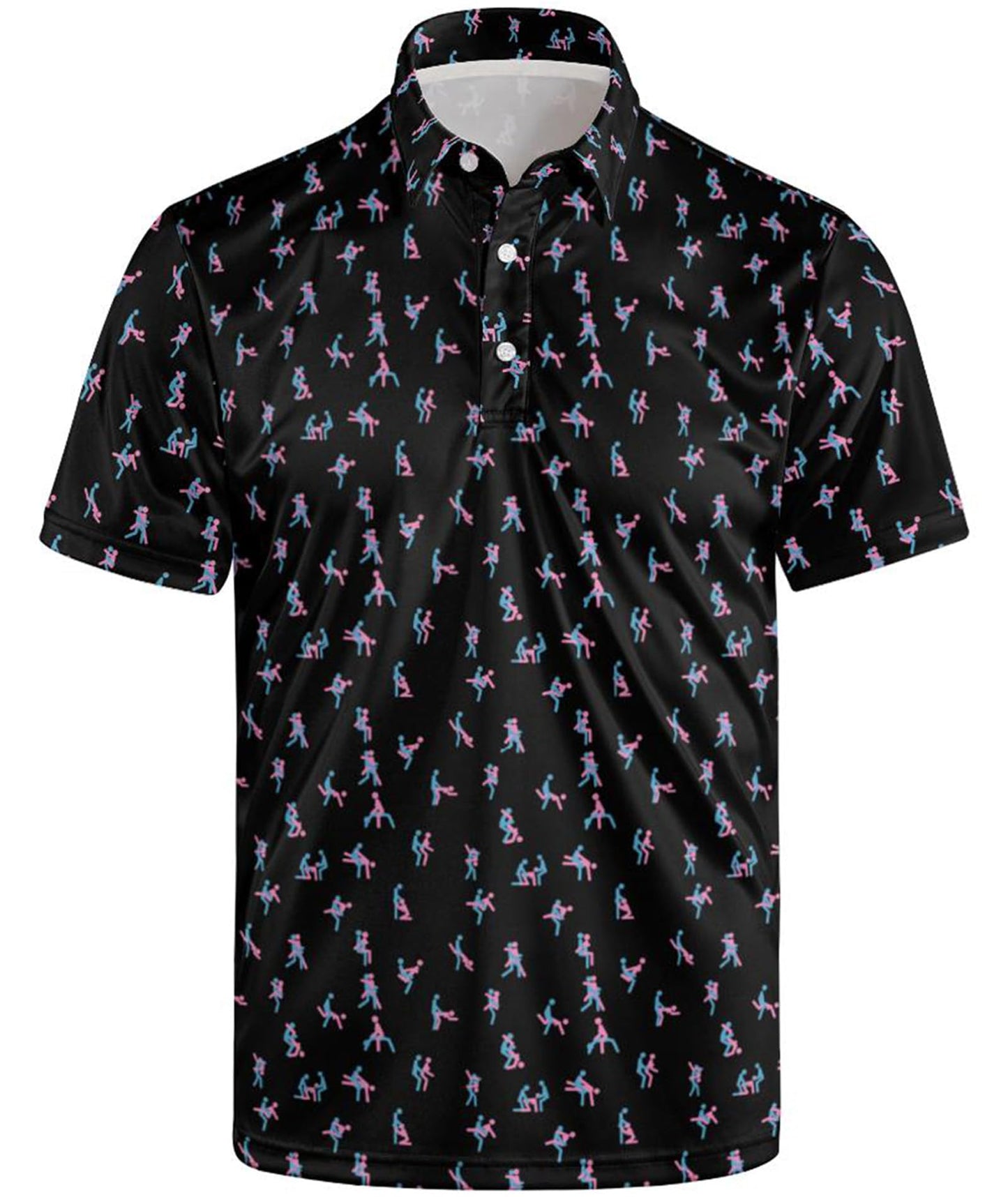 Funny Golf Shirts for Men Crazy Funny Golf Polo Shirt Fun Hawaiian Golf Polos Funny Pose Black XL