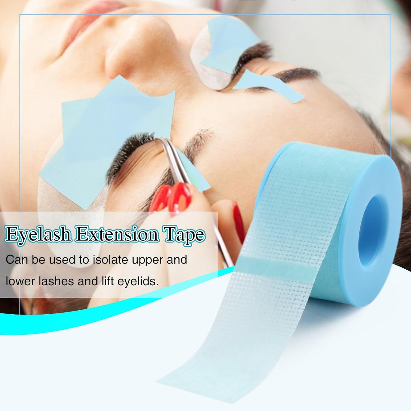 LZM Lash Tape for Eyelash Extensions - Silicone Gel, Latex-Free, Sensitive Skin | 1in x 4yd, 2 Rolls Blue