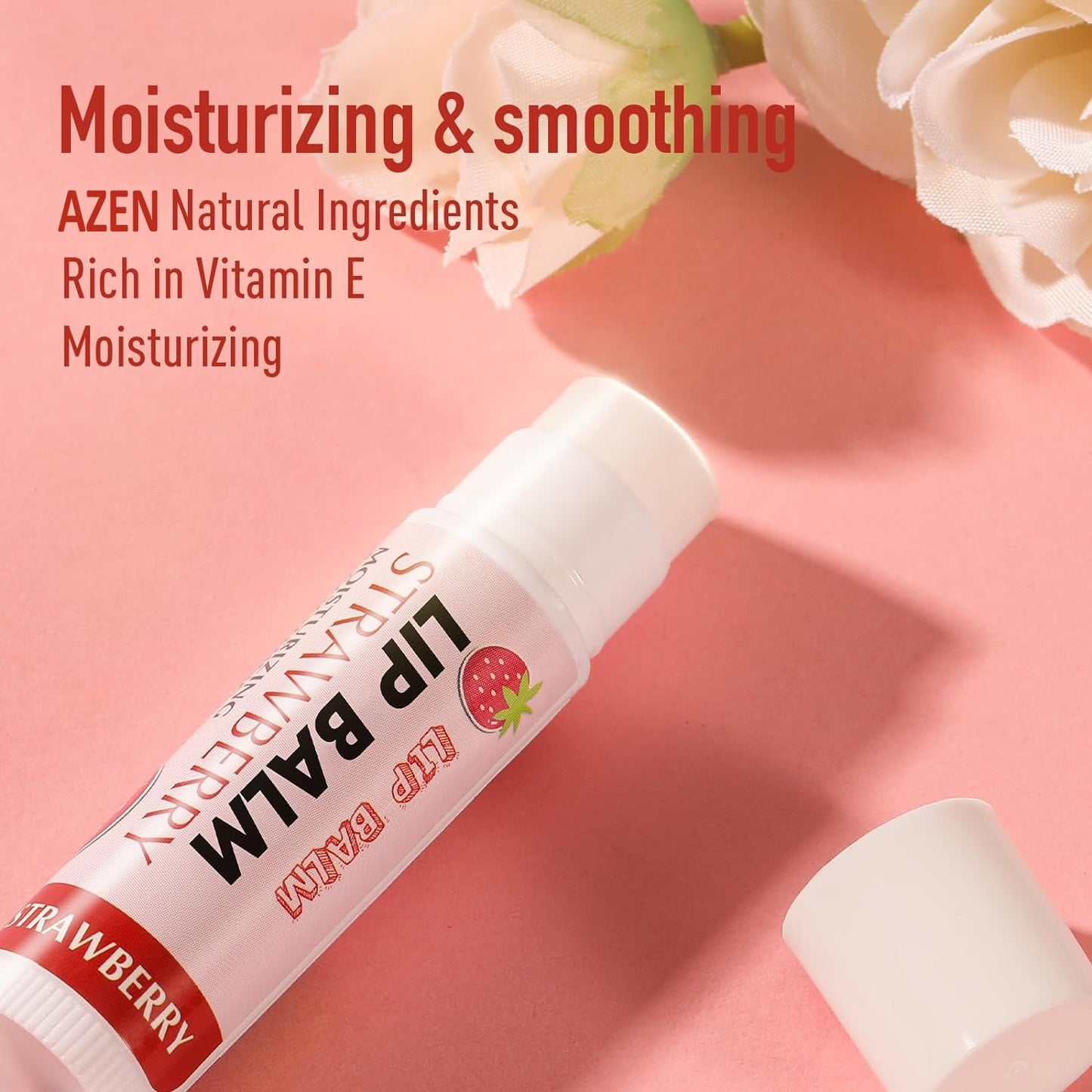 AZEN 24 Pack Lip Balm, Natural Lip Balm Bulk, Lip Care Product, Moisturizing Lip Balms for dry cracked lips - 12 Flavors