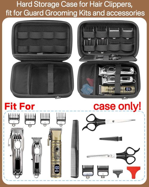 RAIACE Hard Storage Case Compatible with Hair Clippers, Protective Carrying Bag for Barber Accessories/for Guard Grooming Kits. (case only) - Black