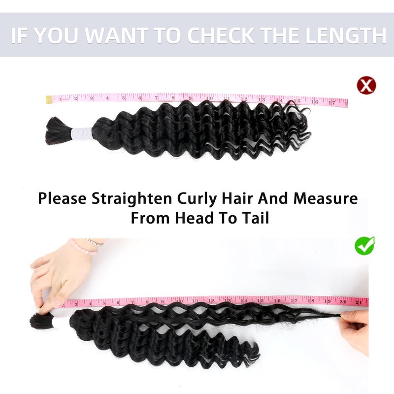 Human Braiding Hair for Boho Braids 100g 20 Inch Deep Wave Bulk Human Hair 100% Unprocessed 12A Brazilian Virgin Boho Hair for Braiding Knotless 2 Bundles/Pack Natural Color