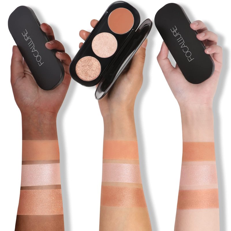 FOCALLURE Blush and Highlighter Palette,3 in 1 Makeup Powder Palette,Cruelty-Free Matte Blush,Shimmer Illuminator Highlighters for a Glowing Look