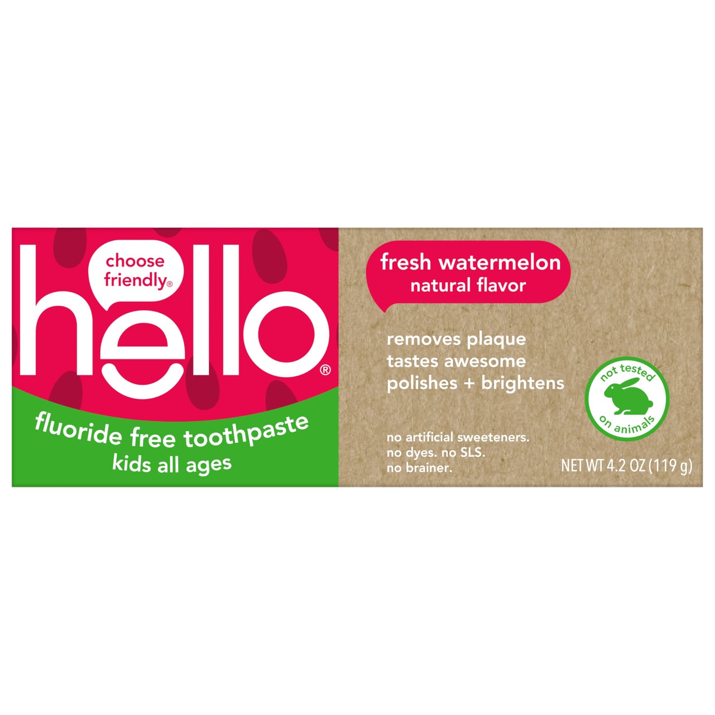 Hello Fresh Watermelon Fluoride Free Kids Toothpaste, 4.2 Oz Tube (Pack of 3)