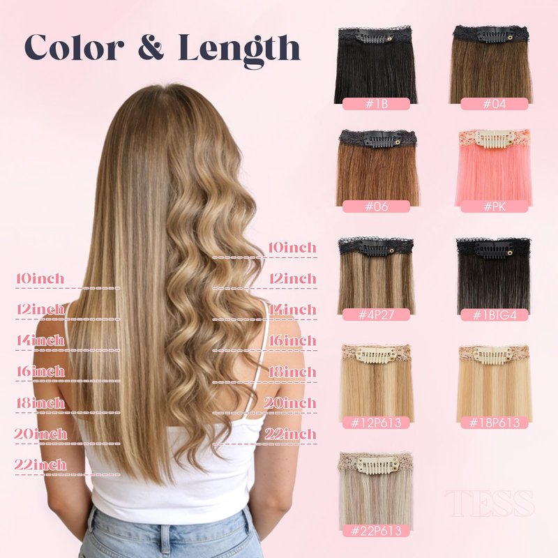 TESS 6PCS Clip in Short Hair Extensions Real Human Hair 6 Single Mini Clips in Extensions Lace Weft Straight Hairpiece for Women Add Highlight and Volume 14 Inch, Chocolate Brown Mixed Light Brown