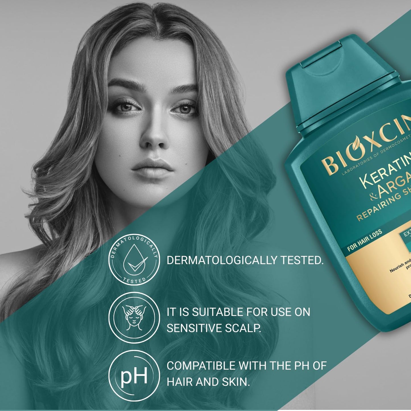 Keratin Shampoo and Argan Oil Shampoo Bond Repair Anti-Hair Loss and Growth Care Sulfate Free Biotin Hair Care Strengthening and Nourishing Formula for Dry, Damaged, Gray or Dyed Hair 300 ml x 3