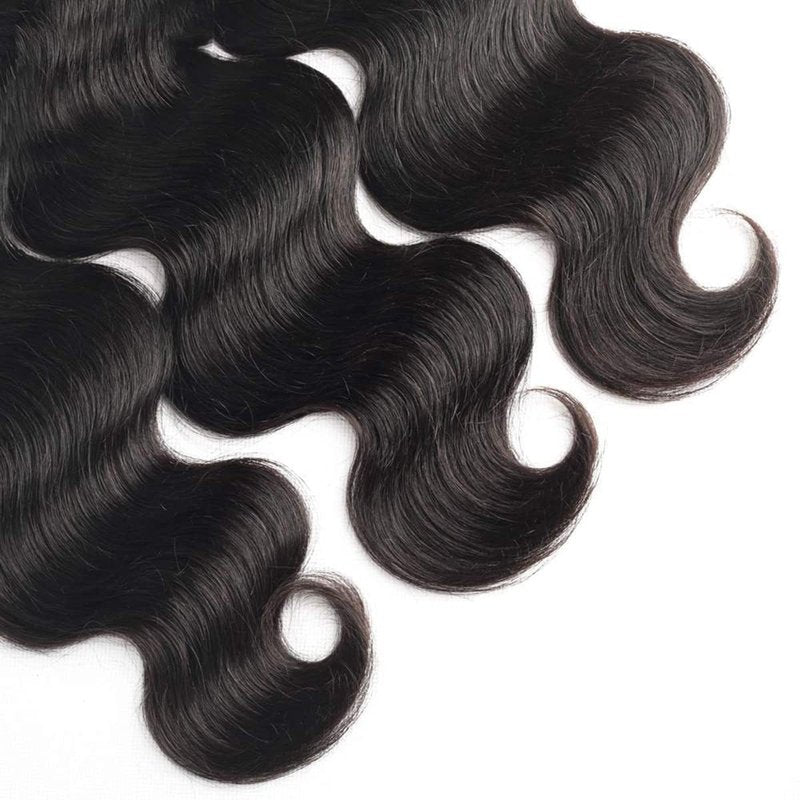 Human Hair Bundle - Natural Black Body Wave Extensions | 3 Bundles 14", 16", 18" - 150g