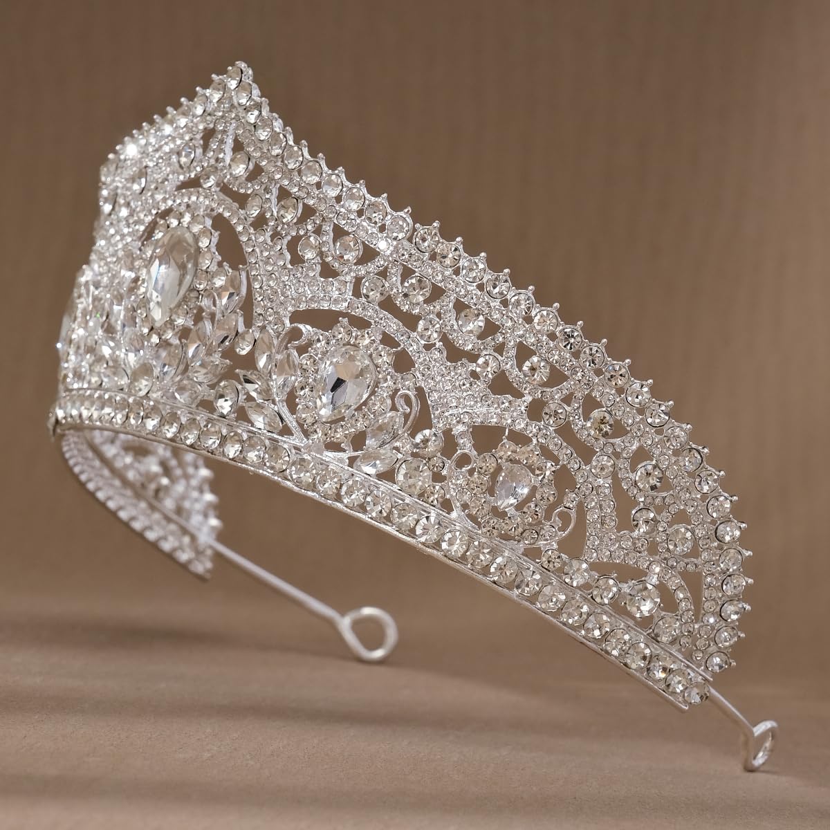 HEWEICSY Silver Tiaras and Crowns for Women,Wedding Tiara for Bride,Rhinestone Queen Crown,Crystal Costume Hair Accessories for Birthday Prom Party