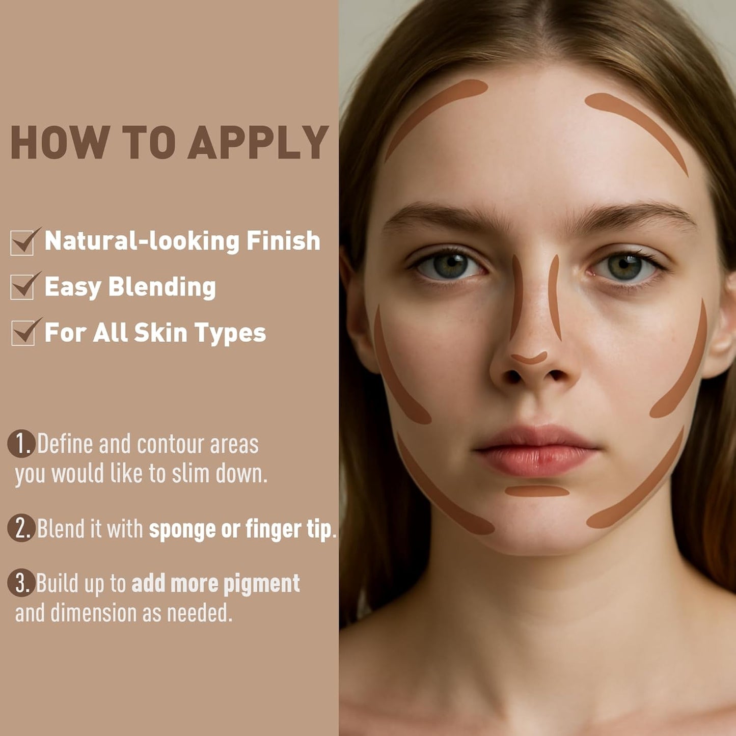 Cool Toned Contour Stick - Creamy Blendable Formula for Natural Face Sculpting | Fair/Light Skin, 01 Amber