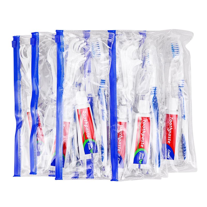 SLequipo 30 Disposable Toothbrushes with Toothpaste Set, Travel Kit Plastic Zip Bag,Toothbrush Head Cover, Bulk Toothbrush for Homeless,Travel,Hotel,Guest