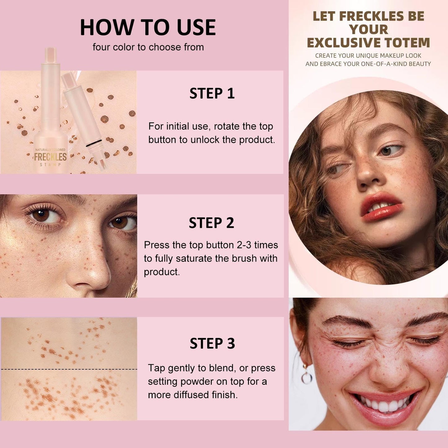 Hyesamyo Freckle Stamp Waterproof Sweatproof Long-Lasting Natural 4 Styles Freckle Makeup Tool (02# Medium)