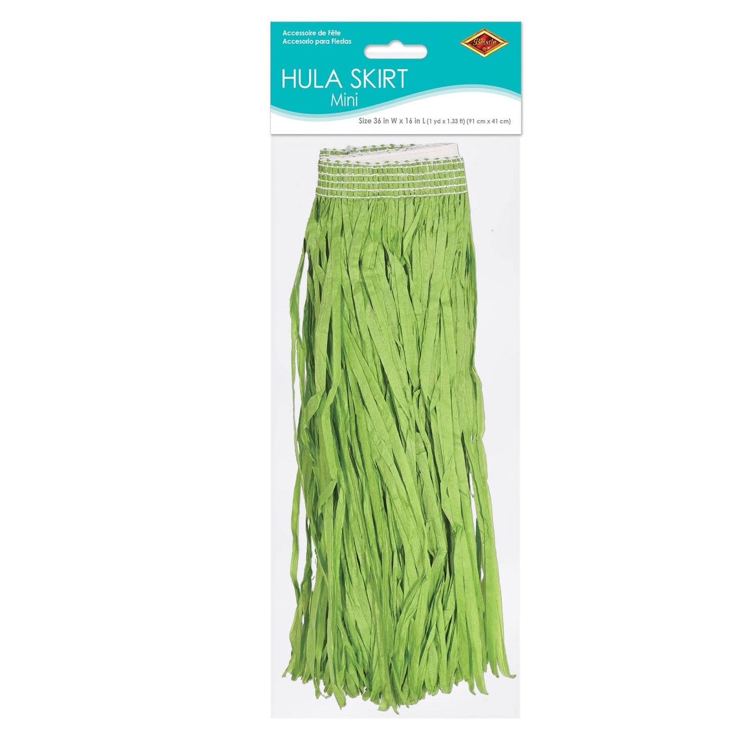Beistle Adult Size Short Green Paper Grass Hula Skirt Luau Costume Accessory, One