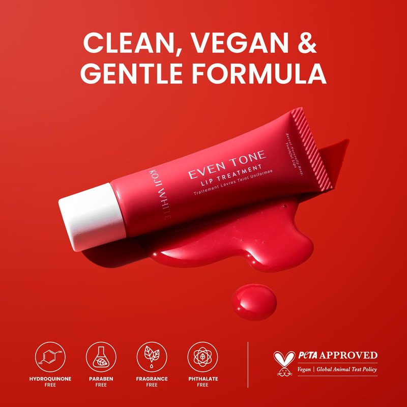 Koji White Lip Discoloration Treatment for Dark Lips | Moisturizer & Hydrating Lip with 1% Kojic Acid, Hyaluronic Acid, Vitamin C, Carrot Oil - Beeswax-Free, Vegan Chapstick, 0.23 Fl Oz