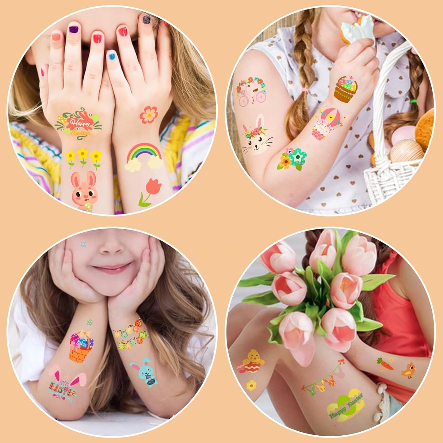 Waterproof Temporary Tattoos - 118pcs Groovy Fake Tattoo for Kids Birthday Party Supplies, Star Unicorn Smiley Rainbow Flower Candy Crown Arts and Crafts for Boys or Girls 6 7 8 9 10 11 12 years old