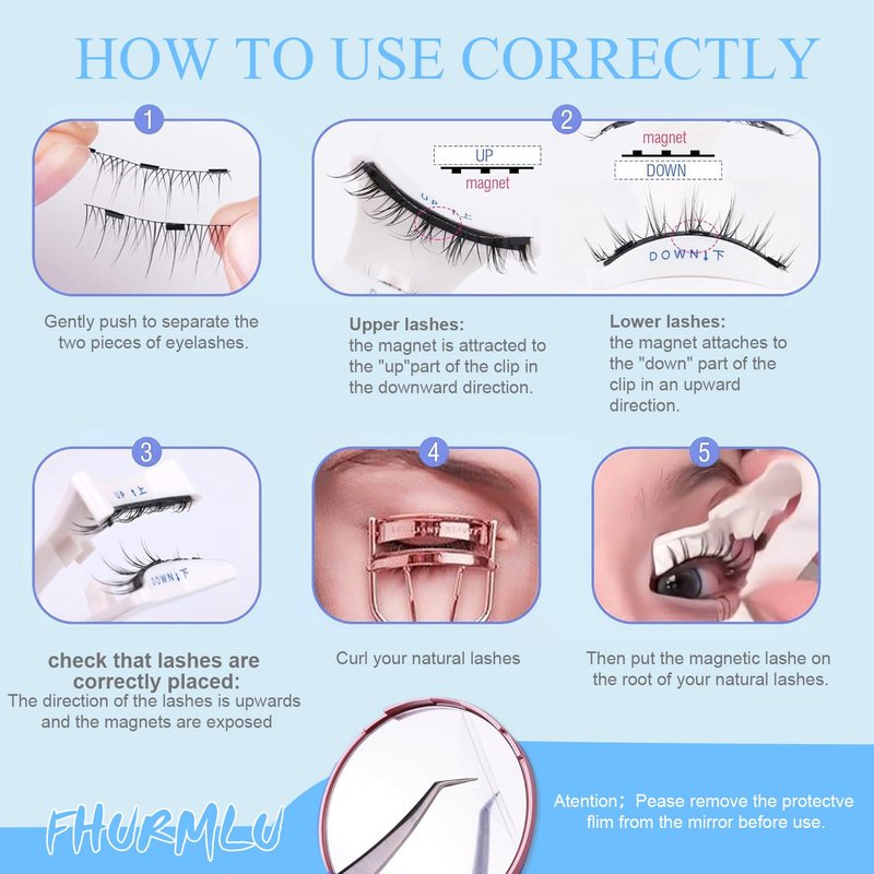 Hunnyfit Magnetic Eyelashes with Applicator,No Glue Needed Soft La shes Kit,Reusable Magnet Eyelashes Natural Look(Natural)