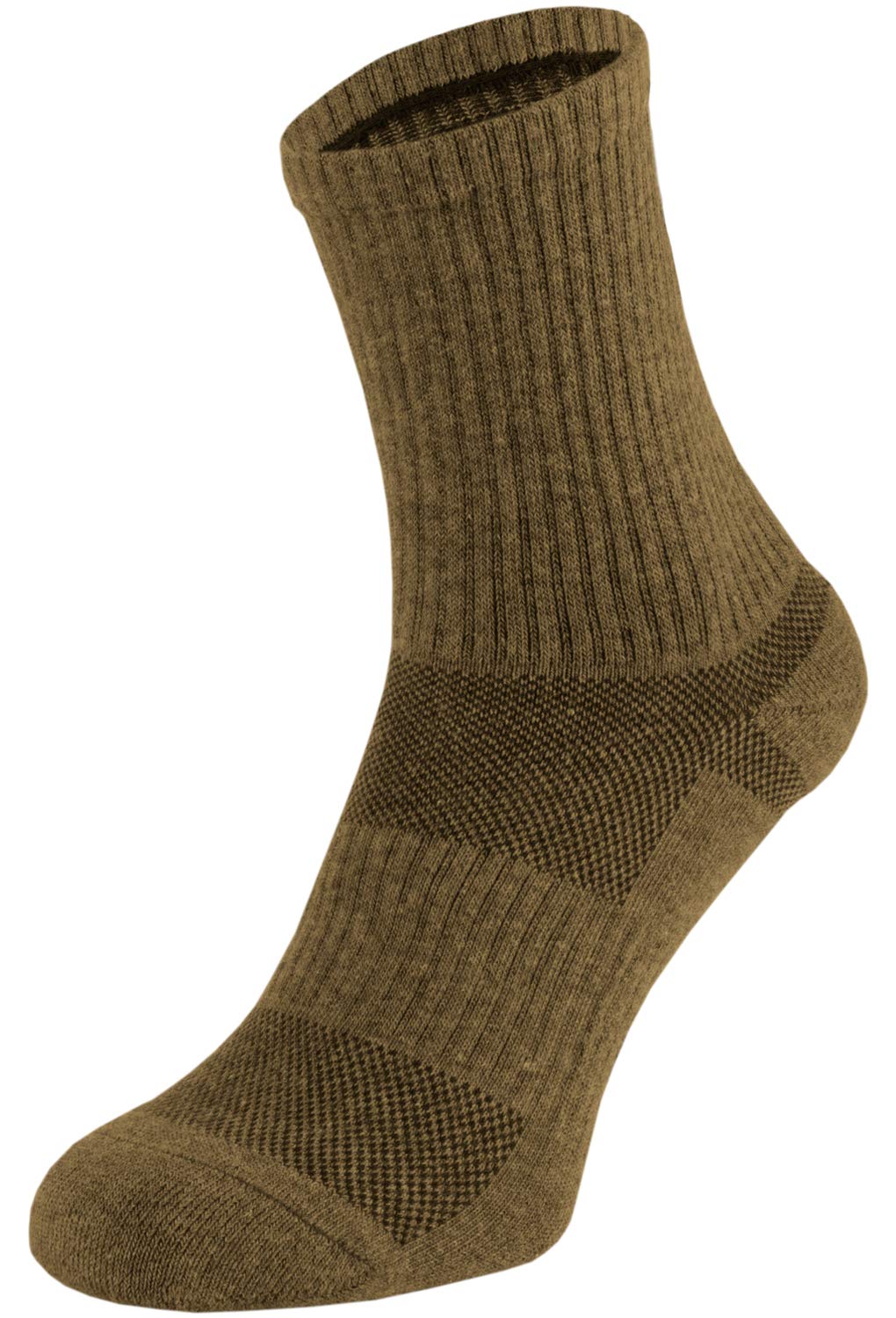 281Z Military Cotton Micro Crew Boot Socks - Cushioned Sole - Moisture Wicking - Odor Resistant - Hiking Trekking Outdoor (Coyote Brown Large 4 Pairs Pack)