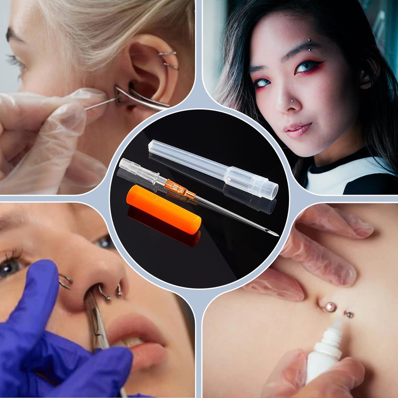 YONGDA Catheter Piercing Needles 50Pcs Mixed Sizes 14G 16G 18G 20G 22G ā Hollow Piercing Needles Kit, 316L Stainless Steel for Ear Nose Cartilage Lip Navel Piercing Supplies