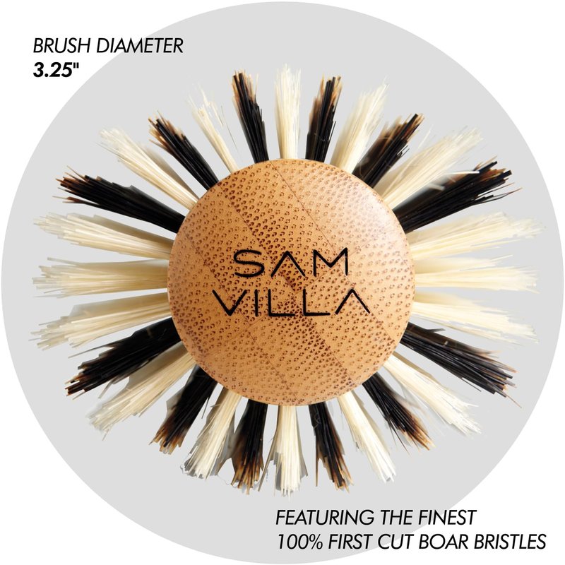 Sam Villa Signature Series Oval Nylon & Boar Bristle Round Brush With Bamboo