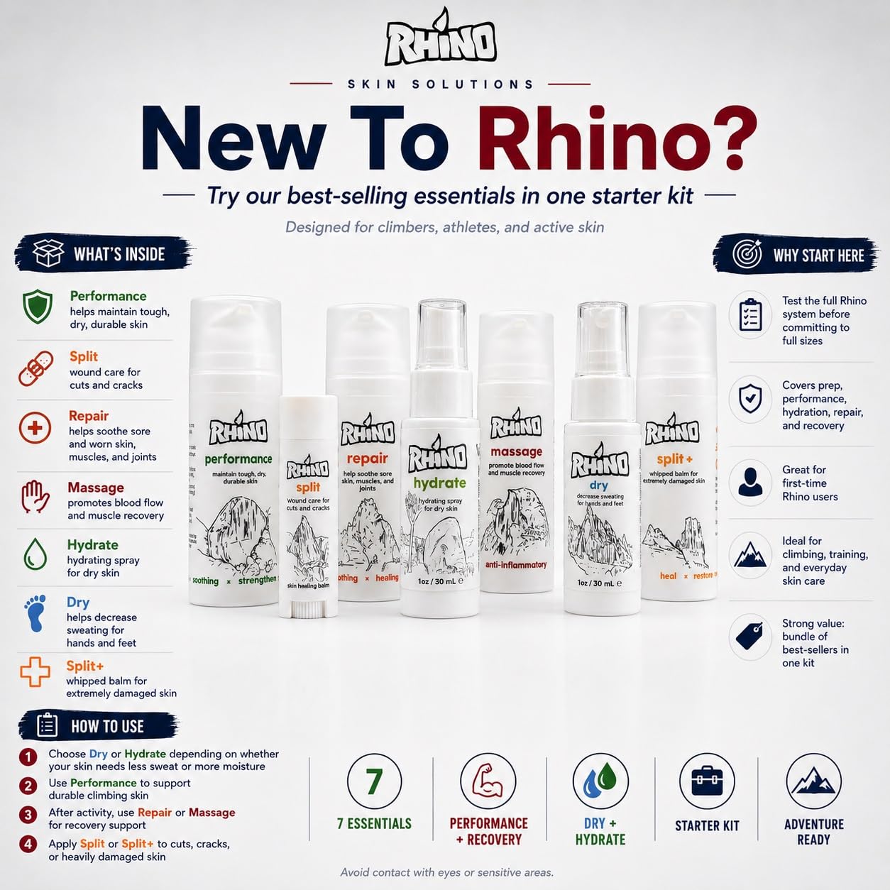 Rhino Skin Solutions Repair Cream Made for Your Adventure, Hand Repair Cream for Dry Cracked Hands, Non Greasy Hand Lotion with Honey and Tea Tree for Athletes and Workers, Made in USA (8 oz)