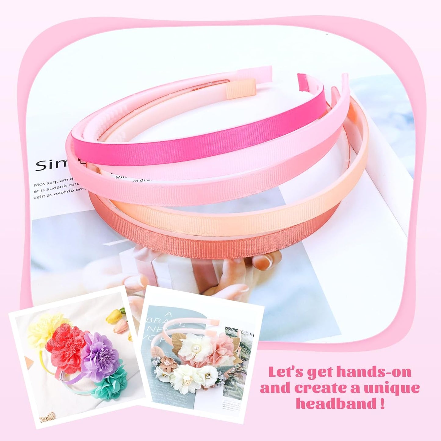 18 Pieces Candy Color Width 1cm Blank DIY Craft Project Plastic Headbands Hair Hoops Hair Accessoris for Women Girls Teens Kids