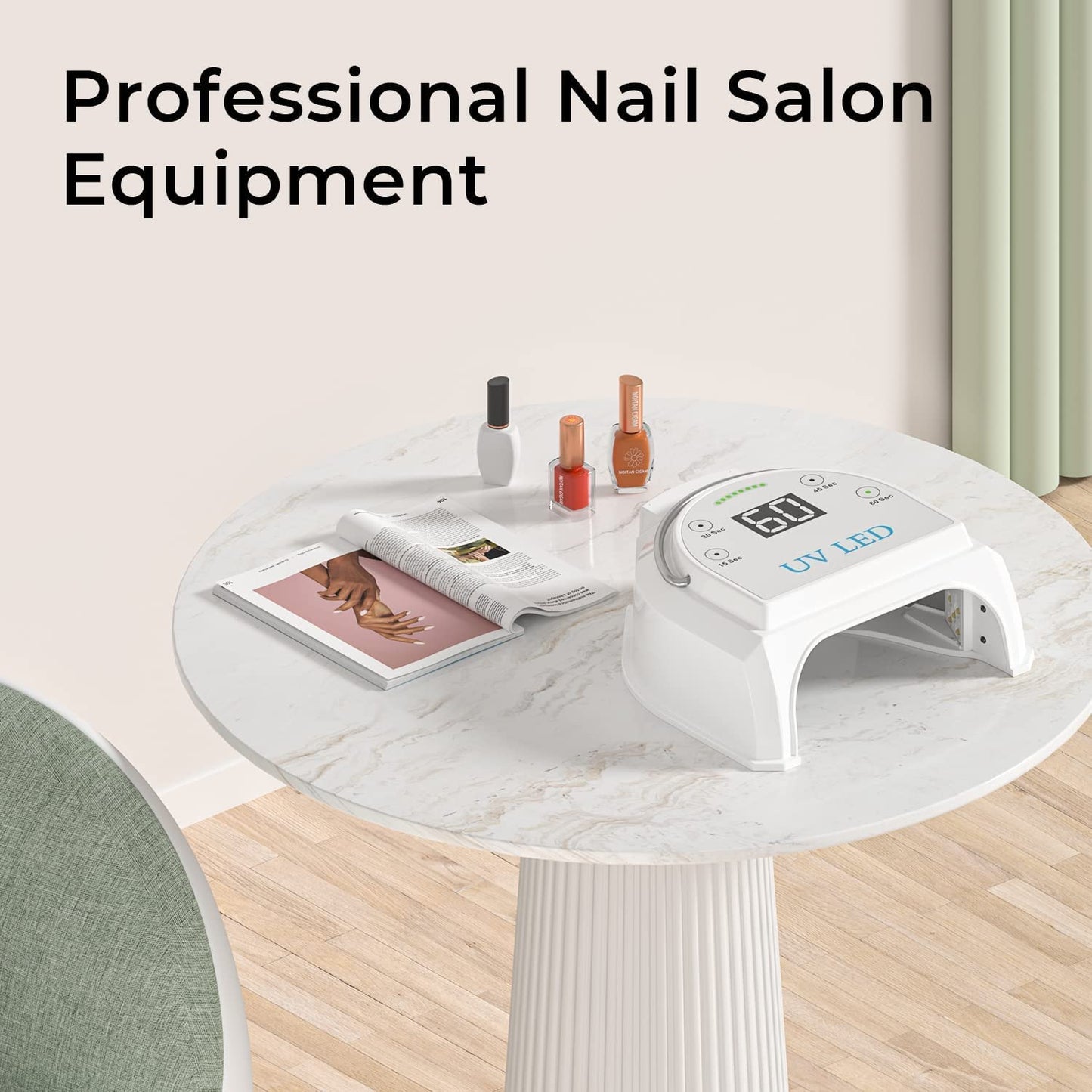 Gelpal 80W Professional Cordless UV LED Nail Lamp, UV Lights for Nails with 45 Beads and Rechargeable Battery, Portable LED Gel Nail Curing Dryer, Nail Polish Machine for Salon or Home, White