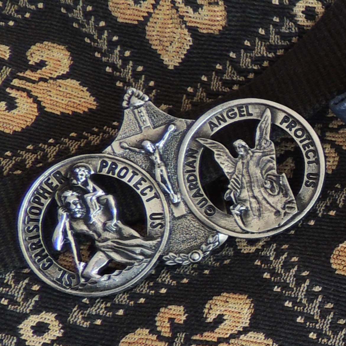 Cathedral Art Saint Christopher and Guardian Angel Visor Clip, Christian Car Accessory for New Drivers, 3 Inches