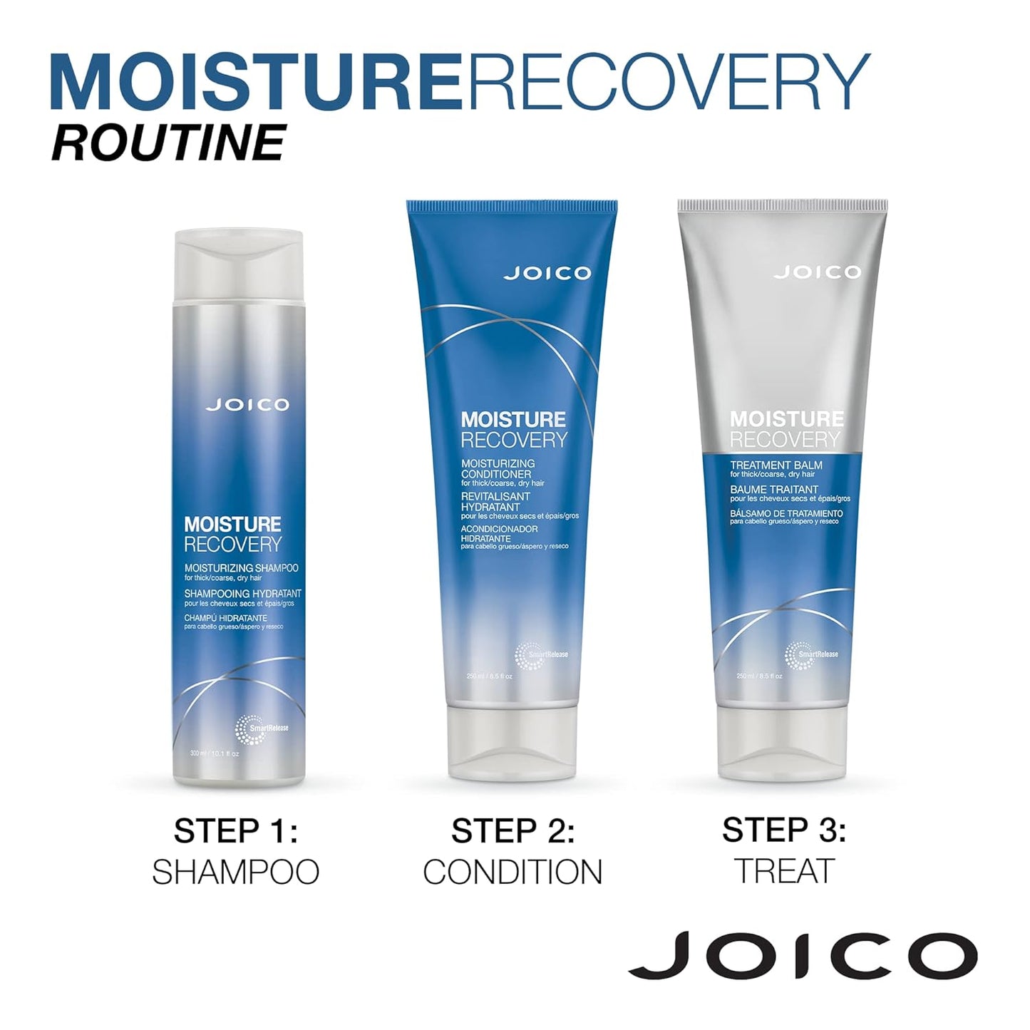 Joico Moisture Recovery Shampoo & Conditioner Set - Hydrating Formula for Thick, Coarse, Dry Hair | 33.8 Fl Oz