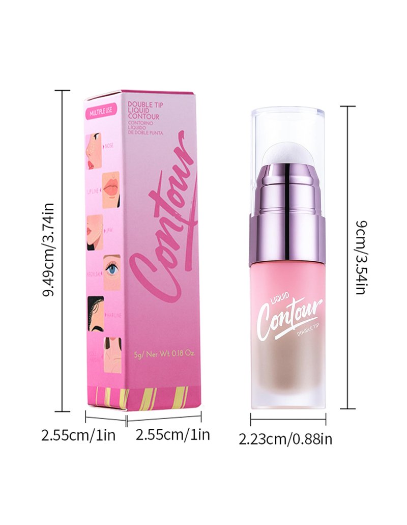 Erinde Cool Toned Liquid Contour Stick - Grey Brown Cream Contour Bronzer with Brush, Liquid Contouring Makeup for Fair Pale Skin, Lightweight Blendable Matte Sculpted Look, Vegan & Cruelty-Free