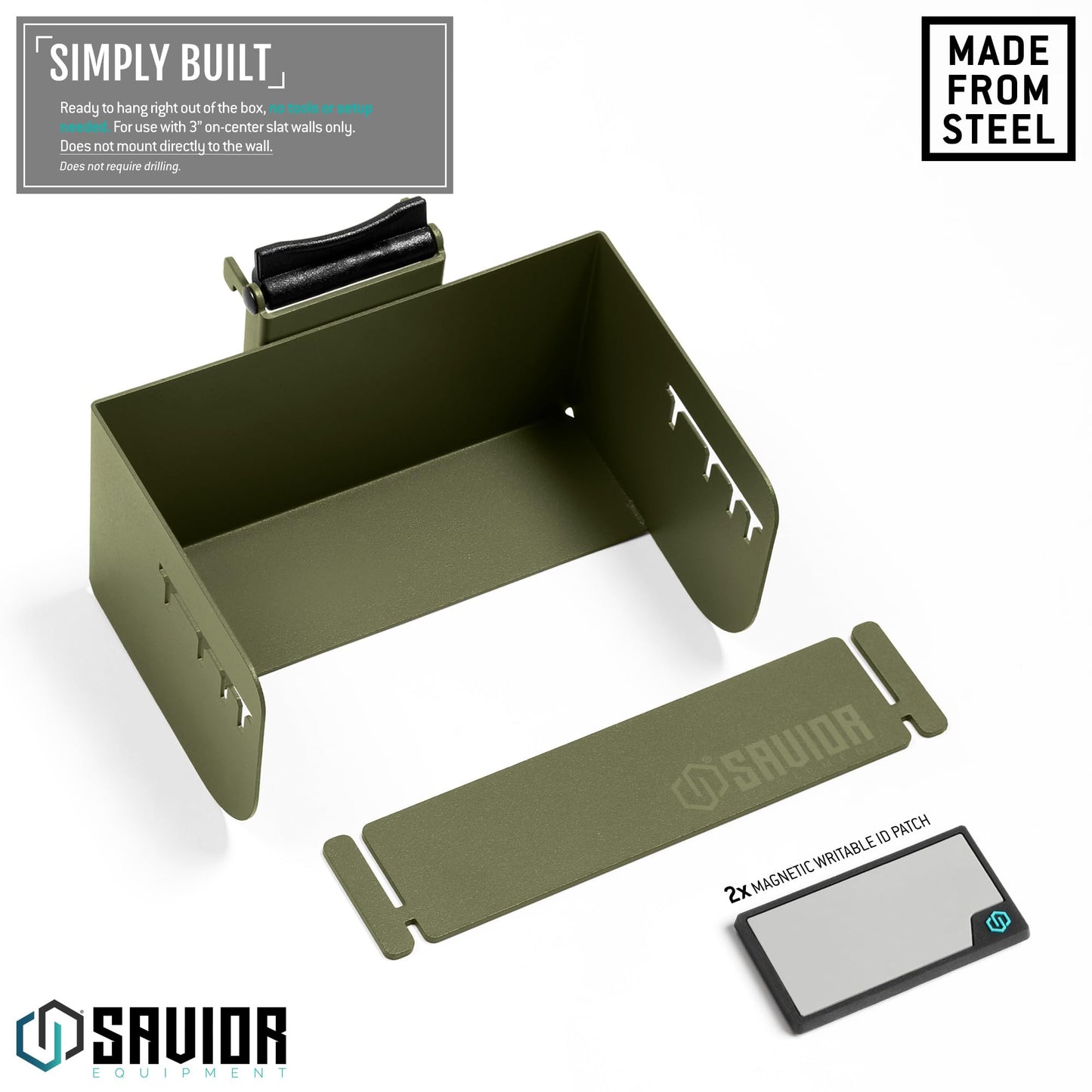 Savior Equipment Wall Rack System Universal Magazine Rack Holder Slat Wall Mount Display Organizer Hanger, Adjustable to Fit Most 9MM .45 Pistol 5.56 .308 Rifle Mags, Heavy-Duty Steel Construction
