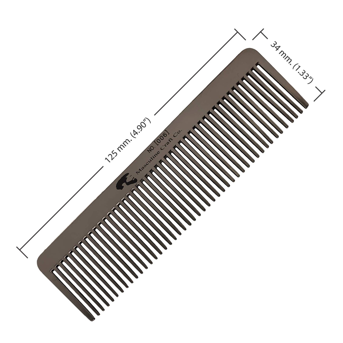 Masculine Craft Gunmetal Beard Comb | Anti Static Fine to Medium Metal Hair Comb for Men | Heavy Duty Professional Beard Grooming Comb (Gunmetal)