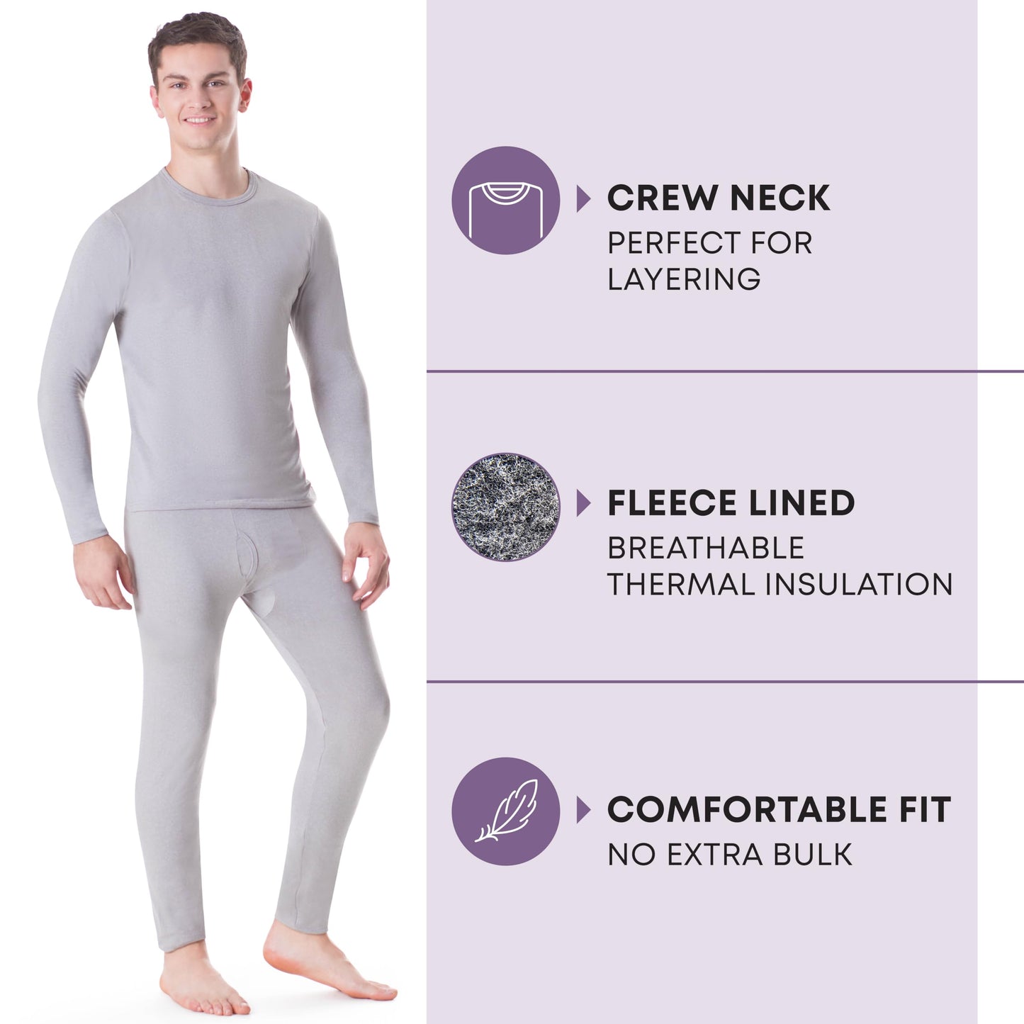 Rocky Thermal Underwear Men Long Johns Men Thermals Top Bottom Set Shirt Pants Men's Base Layer Insulated Under Wear Mens Thermal Set Extreme Cold Weather Winter Ski (Heather Grey / 4X-Large) 2pk