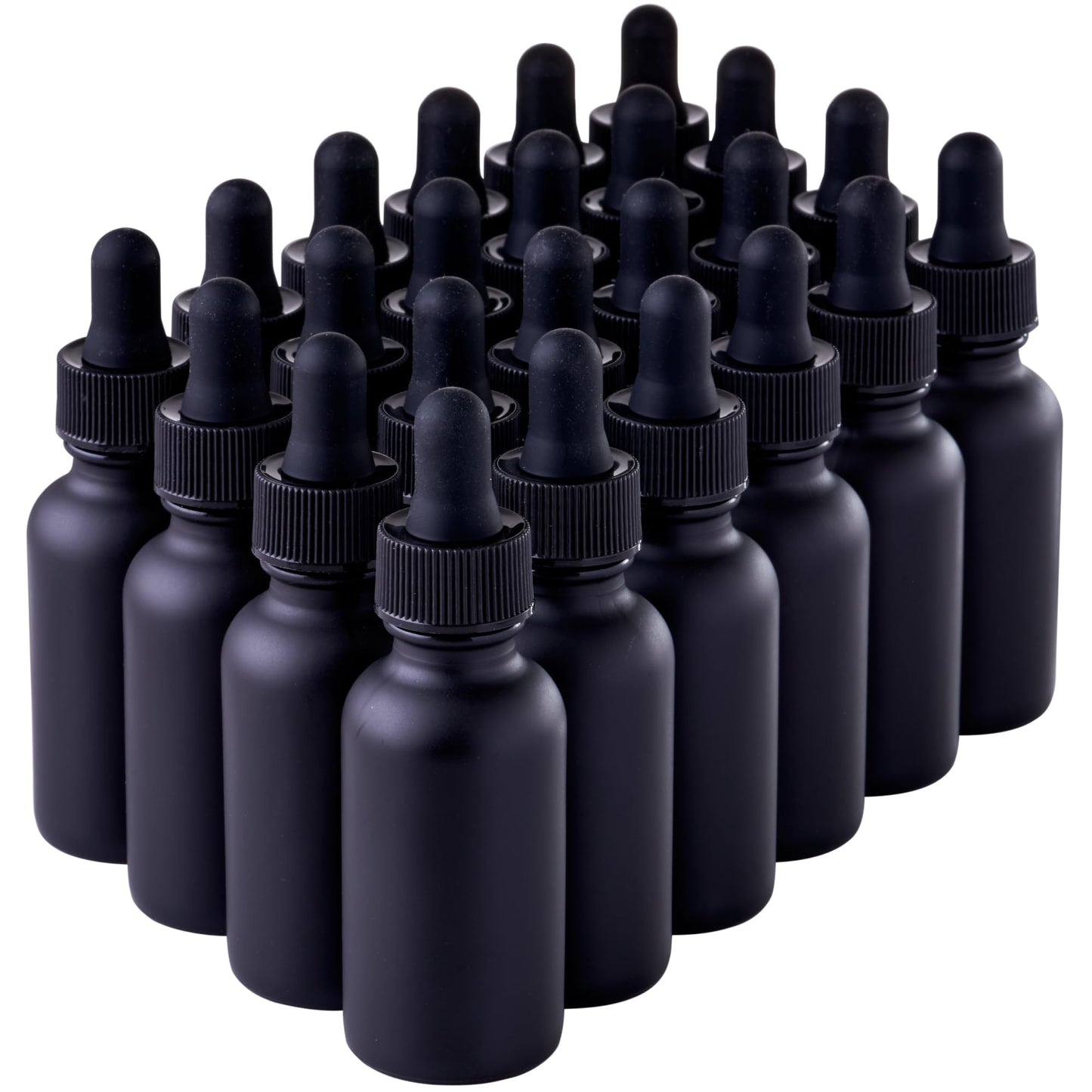 Focus Nutrition Black Boston Round 1 oz Dropper Bottles | Glass Dropper Bottles for Essential Oils & Aromatherapy | Travel Size 1 oz | 24 Pack