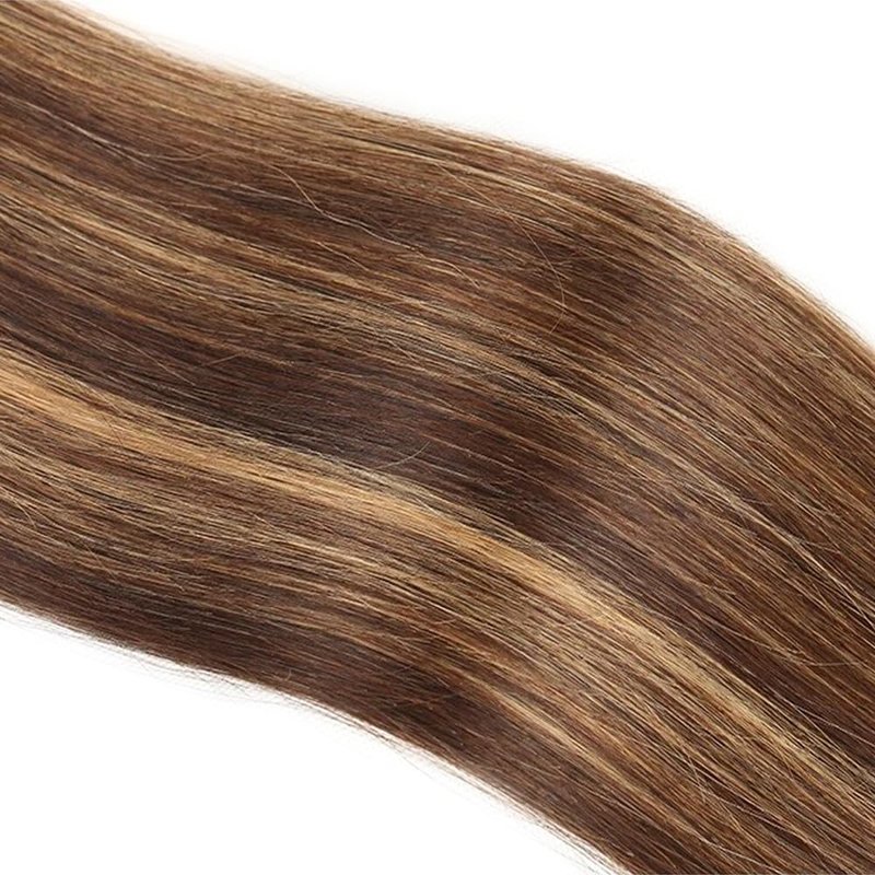 P4/27 Bundles Human Hair 4/27 Straight Bundle Ombre Human Hair Bundles 14 14 14 Inch Soft And Healthy Unprocessed Brazilian Remy Hair Extensions Honey Brown Bundle 3Pcs/Set