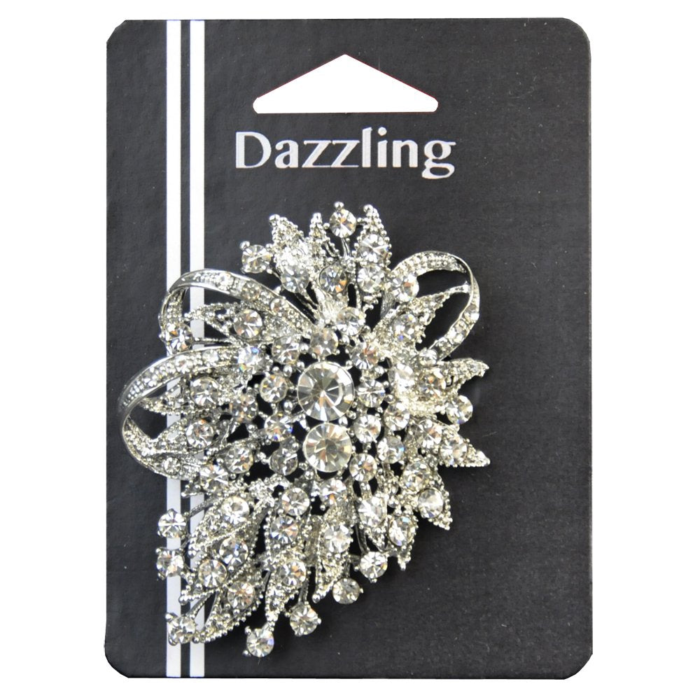 Belagio Enterprises 2 1/2-Inch Bouquet Rhinestone Brooch | BW-139 Silver