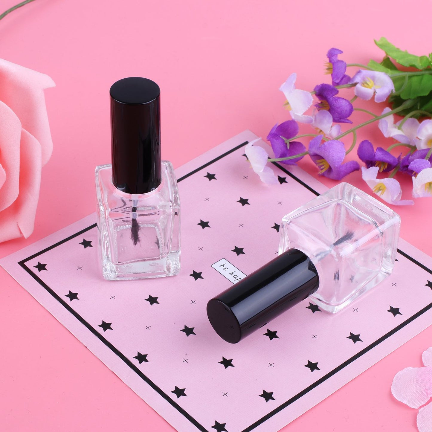 Empty Nail Polish Glass Bottles - 6PCS 15ML with Brush Cap, Funnel & Mixing Balls for Nail Art