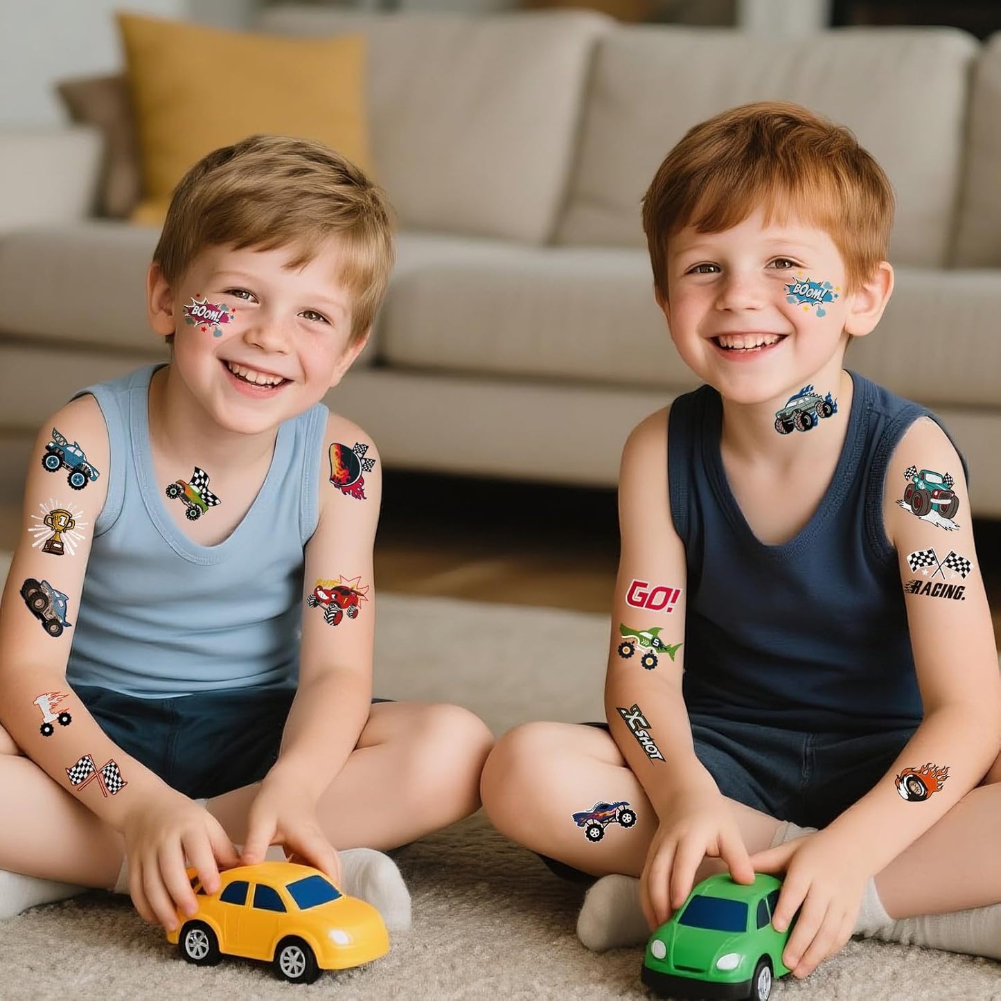 Waterproof Temporary Tattoos - 118pcs Groovy Fake Tattoo for Kids Birthday Party Supplies, Star Unicorn Smiley Rainbow Flower Candy Crown Arts and Crafts for Boys or Girls 6 7 8 9 10 11 12 years old