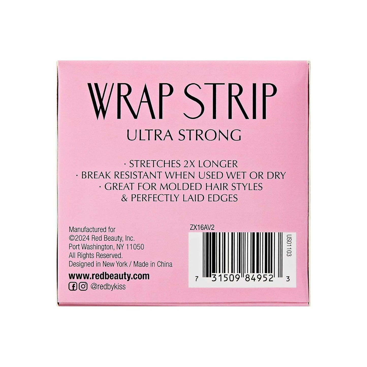 Red by Kiss Hair Wrapping Strip, Ultra Strong 2X Longer Stretch, 40 Strips, Suitable for Wet/Dry Hair, White, Styling Paper for Sleek Hairstyles (3.5", Black, 1 PACK)