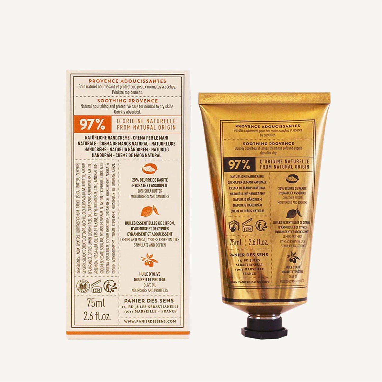 Provence Citrus Hand Cream - Moisturizing Lotion for Dry Skin | 97% Natural Ingredients, 2.5 Fl Oz